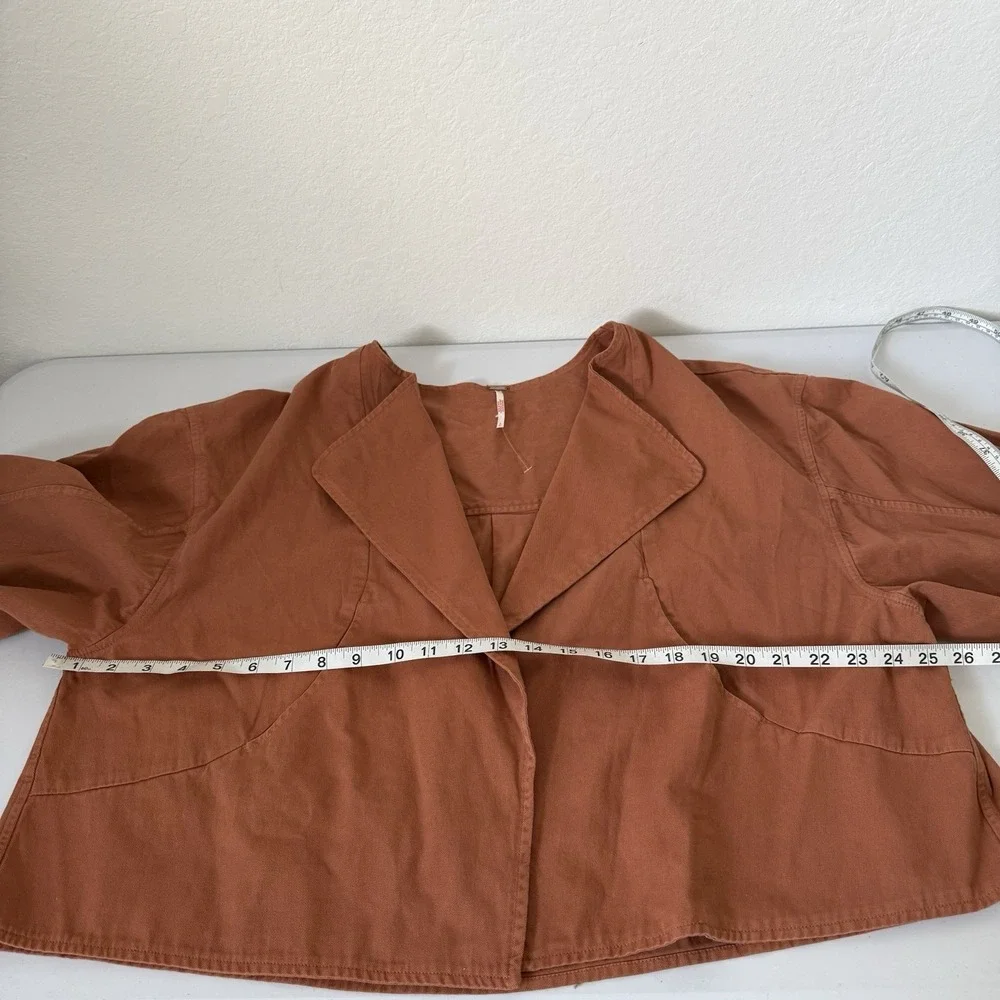 Free People  Drape Front Waterfall Blazer Copper Brown Size Small NWOT